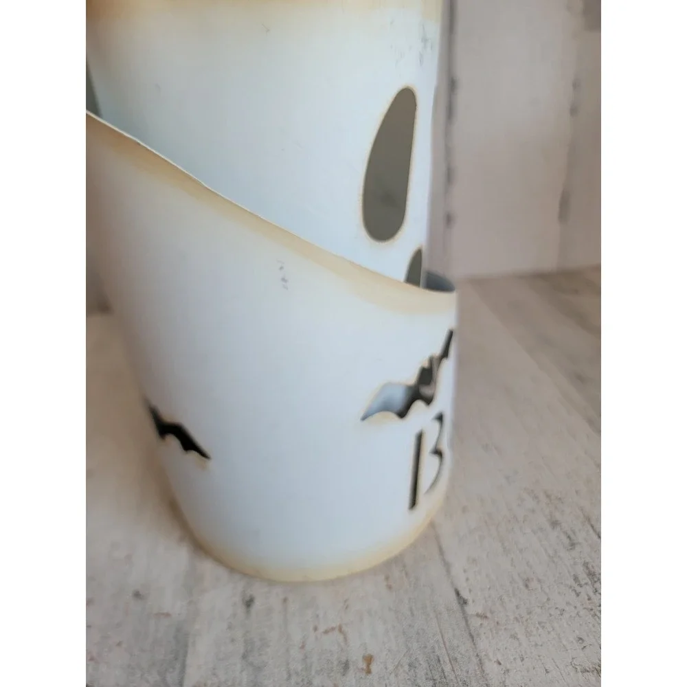 Vintage metal Ghost tea light holder spiral boo Halloween home decor unique‎